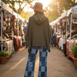 Massimo Dutti Hooded Poncho Size S